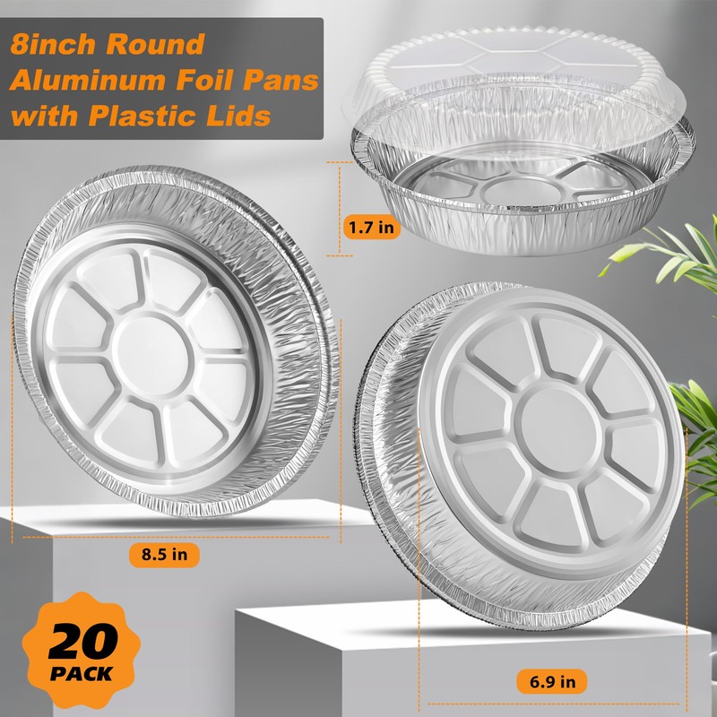 Homewarm 8" Round Aluminum Foil Pans with Clear Lids –