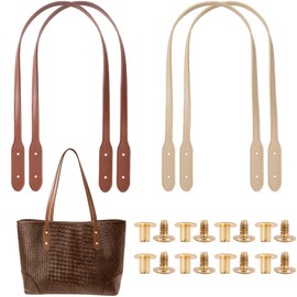 Winsyison 4pcs Leather Purse Band with Rivets, 28.15in, Coffee & Khaki