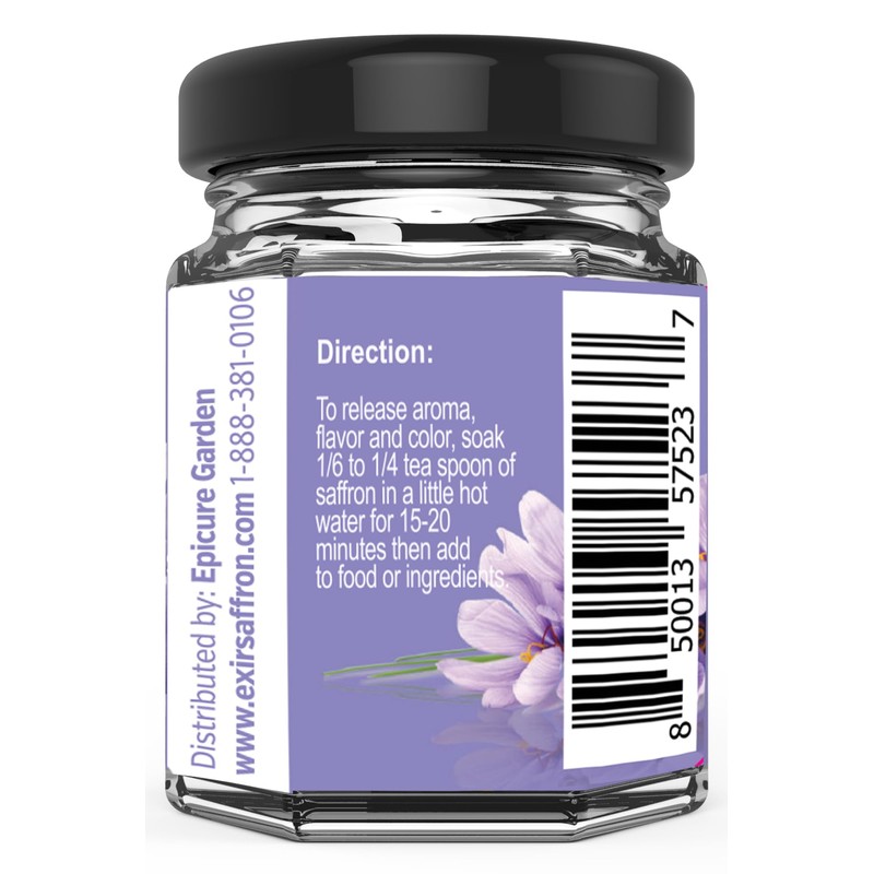 Exir, Saffron Threads, Premium Quality Spice for Paella, Risotto, Tea,