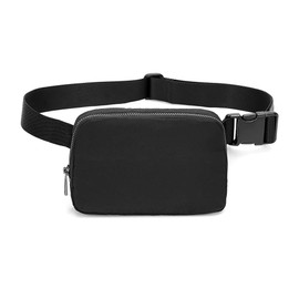 Crossbody Fanny Packs Mini Belt Bag Running Waist Packs 1L Bum Bag for Running Hiking Travel Workout, Jet black, Fanny Pack