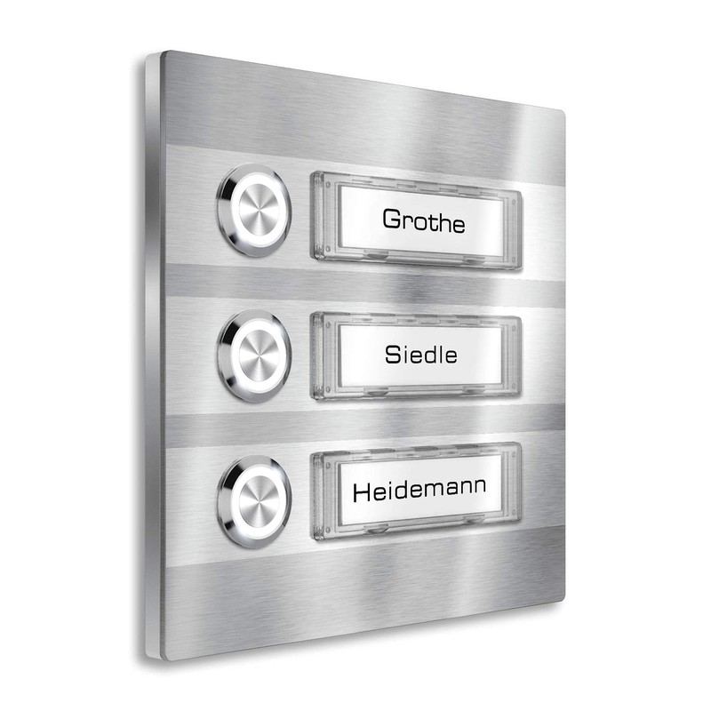 Doorbell Stainless-Steel 3 Push-Buttons – LED-Illumination of nameplate & Push-Buttons