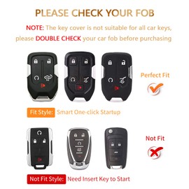 OFFCURVE Keychain Compatible with GMC Key Fob Cover Key Fob Case for Chevy Suburban Tahoe Terrain Acadia Yukon Silverado GMC Sierra 1500 2500HD 3500HD Car Accessories Smart Key Protector, Black