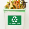 Compost Stickers, Self Adhesive Weatherproof Vinyl Stickers, Green, 7" x