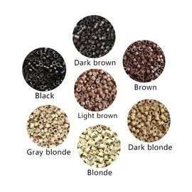 500 unidades de microeslabones forrados de silicona para extensiones de pelo de 5 x 3 x 3 mm (marrón)