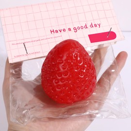 Red Big Strawberry Squishie for Adults Relaxation, Handmade Strawberry Taba Squishie, Kawaii Handmade Sticky Squishies Novelty Things Suitable for Office School