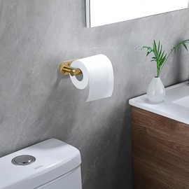 YIGII Soporte calcomanía para papel higiénico – Soporte para rollo de papel higiénico de latón cepillado en la pared para baño, acero inoxidable SUS 304