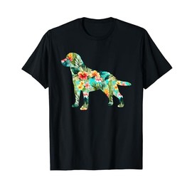 Labrador Retriever Floral Silhouette Tropical Hawaiian Dog T-Shirt