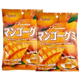 (Pack of 2) Kasugai Mango Gummy Candy, Fruity and Soft, Frutia with Real Fruit Juice, Gluten Free, Individually Wrapped, 3.59oz each (Total: 7.18 oz)