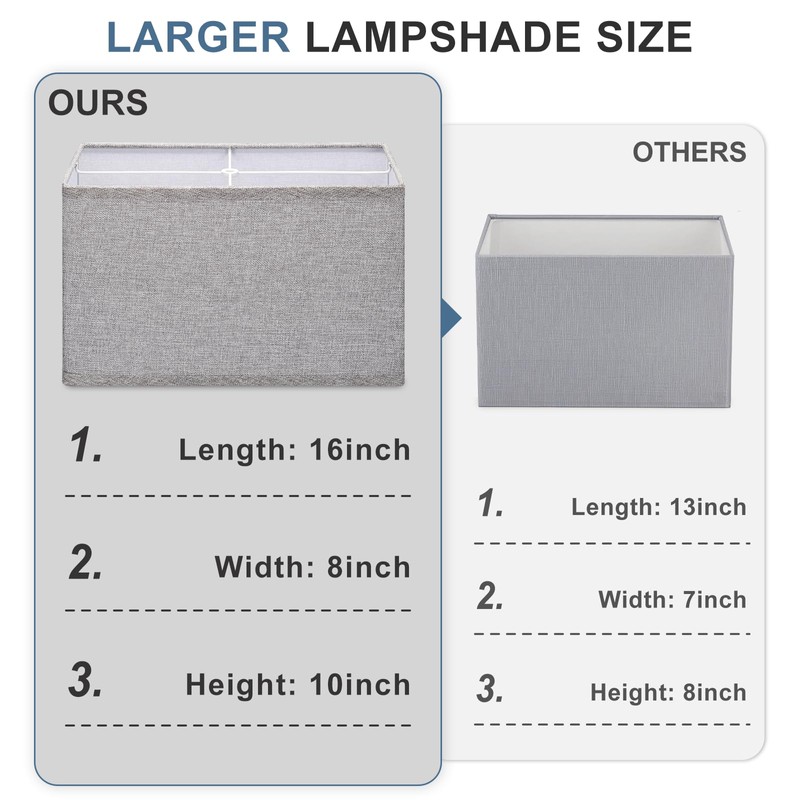 Rectangular Lamp Shades Set of 2, 16"L x 8"W x