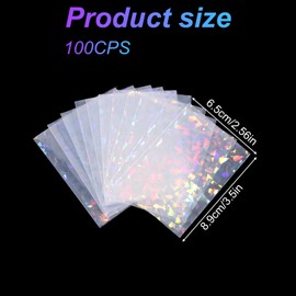 100pcs Holographic Card Sleeves, Pink Gravel Shape Kpop Photocard Photo Card Holder Sleeve Holographic Foil Protective Protector Cover for Trading Cards