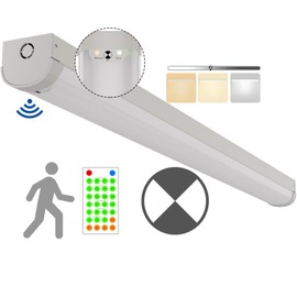 4FT Tri-Level Motion Sensor LED Linear Strip Emergency Stairwell Light w/Remote, 3 CCT, 20W/40W 125lm/w, Battery Backup, 30K/40K/50K, IP20, Dimmable 4 Foot Commercial Shop Ceiling Light Fixture, ETL