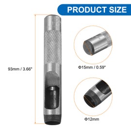 sourcing map 2pcs Leather Round Hole Punch, 12mm Hollow Hole Puncher Cutter Carbon Steel Circle Hole Punching Cutting Tool for Belt/DIY Leather Craft