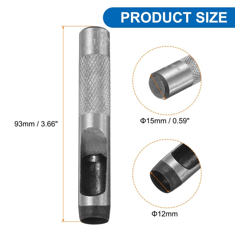 sourcing map 2pcs Leather Round Hole Punch, 12mm Hollow Hole