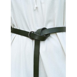 Battle-Merchant Medieval Leather Belt for Men and Women, LARP Medieval Belt, Narrow Viking Pirate Fancy Dress Costume, Green