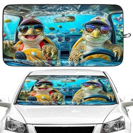 Sea Turtles Car Windshield Sun Shade Foldable Sunshade Front Window Cover Sun Visor Protector Accessories for Truck SUV (59x27.5 inches)