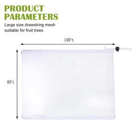 8' x 10' Large Fruit Tree Netting for Squirrels and Birds with Drawstring, Insect Bird Netting Pest Barrier for Garden Protection (White, 2pc)