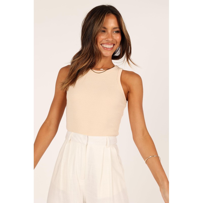 Petal & Pup Women's Ari Ribbed Tank Top, Beige, X-Large