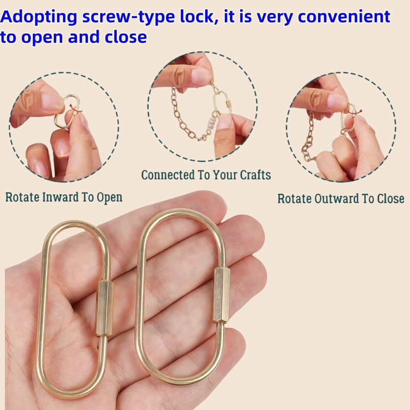 5-Pack Brass Key Rings - Gold Keychain with Screw Lock