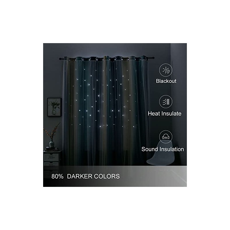 FANLI - Cortinas opacas con diseño de arco iris degradado,