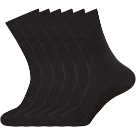 COSHAL® 6 Dress Socks for Men's Bigfoot Cotton Rich Socks Suitable for Work Casual Wear Breathable Durable Stay Fresh Smart Dress Soft Seamless Breathable crew Socks Bigfoot (11-14) Black