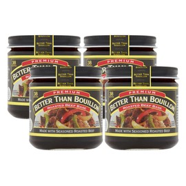 Better Than Bouillon Roasted Beef Base, Made with Seasoned Roasted Beef, Blendable Base for Added Flavor, 38 Servings Per Jar, 8 OZ (Pack of 4)
