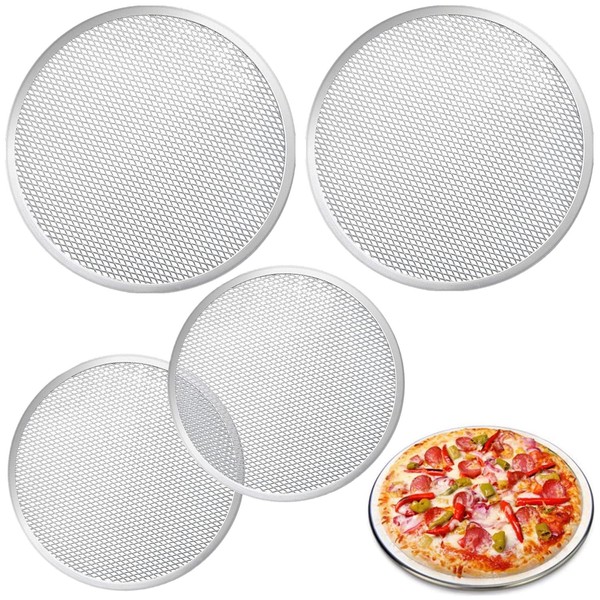 SAHENITEANA 4 Pieces Seamless Round Pizza Screen, 2 Pieces 12