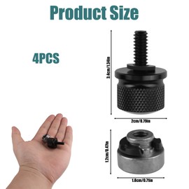 Motorcycle Seat Bolt Screw Rear Mount Kit, Aluminum Alloy Fender Seat Nut with Knurled Design and Nylon Washers, Seat Bolt Compatible with Harley Davidson Sportster, Softail, Touring, Dyna (Black)