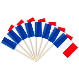 France Flag Small Mini French Flag Toothpicks for Party Appetizers, Cupcakes, Cakes, and Food, Perfect for National Holidays, Sports Events, and Themed Parties