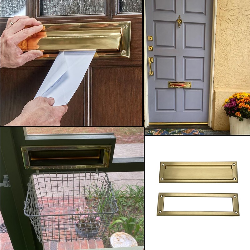 Fudatong 1 Pack 13 inch Solid Brushed Brass Mail Slot