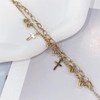 Cross Charm Ball Beaded Chain Link Bracelets for Women Dainty