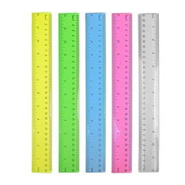 DIAO79NI 5 Pieces Assorted Colors Plastic Ruler, 12 inch (30cm) Ruler, Pack of 5, Plastic Ruler, Rulers for Kids, Measuring Tools, Ruler Set, Ruler inches and Centimeters (5 Assorted Colors)