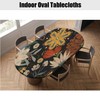 QUCDECIS Boho Oval Elastic Fitted Tablecloths, Floral Elastic Edge Table