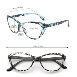 eyeezi 4PC Cat Eye Reading Glasses for Women Anti-Glare Readers 2.50+Blue Light Reading Glasses for Women Readers with Flexible Spring Hinges