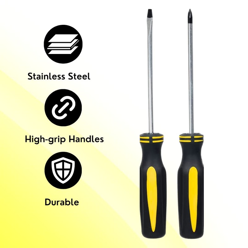 Invero Set of 2 Long Reach Screwdriver Set - Ideal
