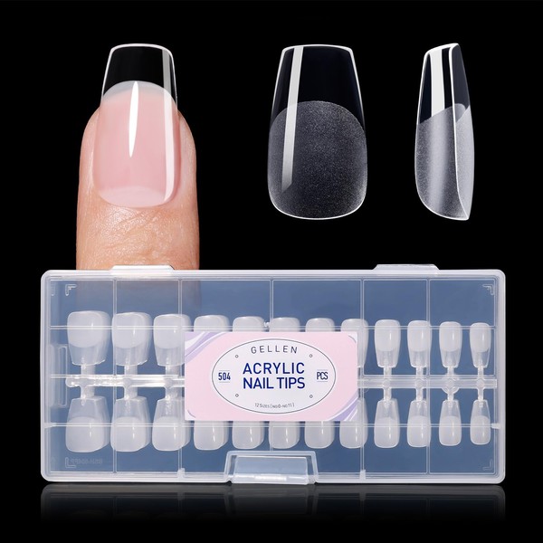 Gellen Short Coffin Press on Nails - 504Pcs Clear Acrylic