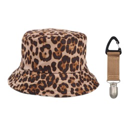 1 Piece Leopard Print Hat, 1 Piece Hat Clip, Women'S Reversible Bucket Hat, Women'S Hat, Summer Women'S Bucket Hat, Women'S Festival Hat, Foldable Bucket Hat, Women'S Sun Hat