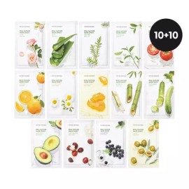 Nature Republic 10+10 리얼 네이처 마스크 시트 (총 20매) [아사이베리 20매 PK3487] 10+10 Real Nature Mask Sheet (Total 20 Sheets) [Acai Berry 20 Sheets PK3487]