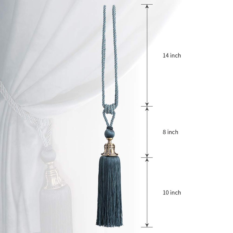 Melodieux Decorative Curtain Tiebacks Antique Tassels Holdbacks, Home Office Windows