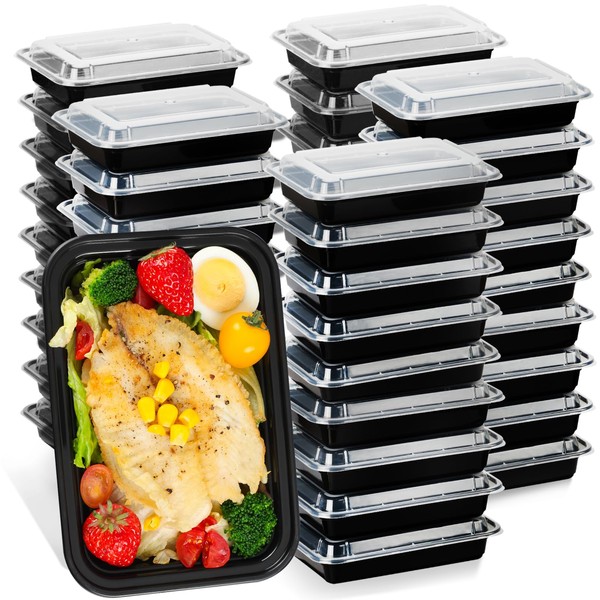 Moretoes 50 Pack Meal Prep Containers Reusable 28 Oz, Plastic