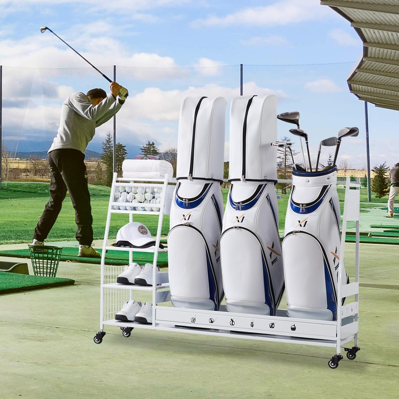 Lauren&Harold 3 Golf Bag Organizer Garage Storage, Golf Storage Rack
