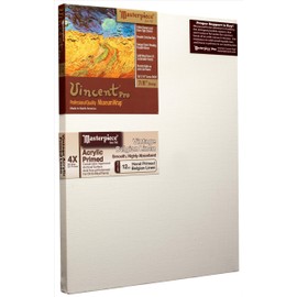 MASTERPIECE Z1VU-1414 Vincent Pro 7/8" Deep Vintage L22U Belgian Linen 12.0 oz Acrylic Primed Linen Stretched Canvas 14" x 14" White