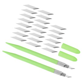 Kozelo 2pcs Exacto Art Knife with 24 Spare Blades Craft Hobby Carving Knife Set Precision Knives Plastic Handle for Leather Wood Modeling Scrapbooking, Green