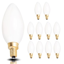 OMAYKEY 6W Dimmable LED Candelabra Bulbs 60W Equivalent 600 Lumens, 3000K Soft White E12 Candelabra Base, Vintage Edison Style B11 / C35 Milky White Glass LED Filament Chandelier Light Bulb, 10 Pack