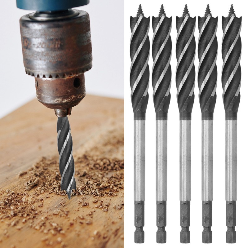 5Pcs Woodworking Drill Bit Metal Hole Saw Auger Bit 4‑Fulte
