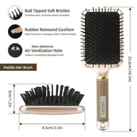 Hair Brush Set, Anti Static Paddle Brushes, Boar Bristles Round Comb, Vented Hair Brush 3Pcs Set for Blow Drying, Detangling, Smoothing Wet, Short, Long, Thick, Thin, Curly Hair of Women Men Kids