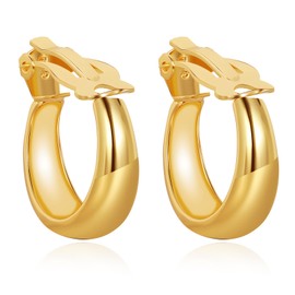 HESSAWELL Chunky Hoop Clip on Earrings for Women Gold Hoop Earrings for Women Fashion Jewelry