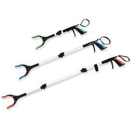 3 Pack 19/32/43'' Foldable Lightweight Pickup Stick, Heavy Duty Strong Grip Magnetic Tip Trash Picker, Rotating Claw Reacher Grabber Tool for Gravida Elderly Wheelchair Handicap Reaching Mobility Aids