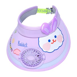 Children's Hats Summer with Fans Sunshade Hats for Boys and Girls Sun Hats for Boys and Girls Cartoon Cute Sunscreen Empty Top Hat Cool Hiking Clothes (Purple, One Size)