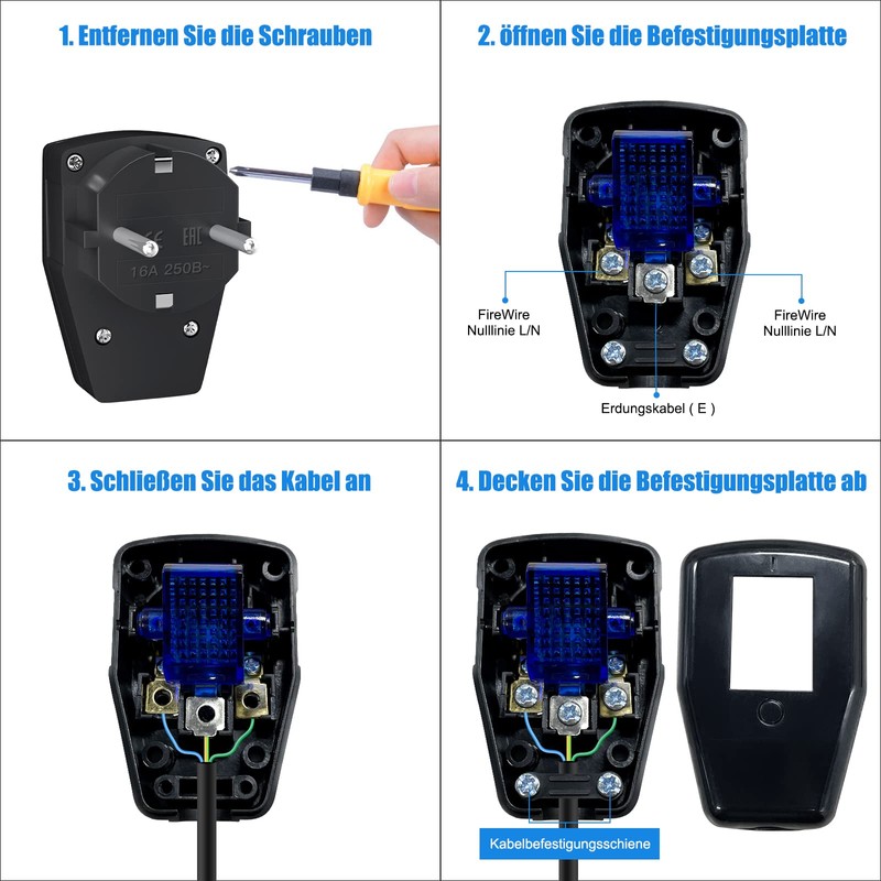 Schuko Plug with Switch, Protective Contact Plug IP20 250V (16A),
