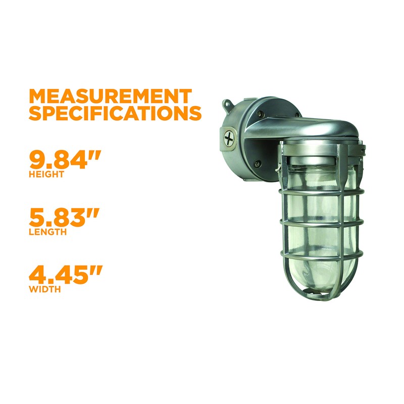 Woods L1707SVBS Traditional 150W Incandescent Weather Industrial Light; Wall Mount;